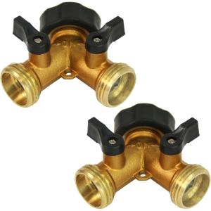 imageChapin 69474 HeavyDuty Brass Hose Splitter Hose Connection Fits Standard Garden Hoses Brass Construction with ShutOff Valves YShaped LeakFree Dual Water Flow for Landscaping and Outdoor Use2Pack