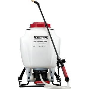 imageChapin 61800 4Gallon Made in USA Professional Backpack Sprayer with Brass Adjustable and Poly FanCone Nozzles Cushion Grip ShutOff 3Stage Filtration System Translucent WhiteRechargeable