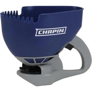 imageChapin 8705A 16Liter 03Gallon Ice Melt and Salt Hand Crank Spreader Poly Toothed Edge Scoop with Thumb Control Gate and Impeller Ideal for Small Spaces Blue