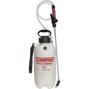 imageChapin International G2041P Premium 2 Gallon Commercial Pump Sprayer with Shoulder Strap Pressure Release ChromePlated Wand Made in America Translucent White